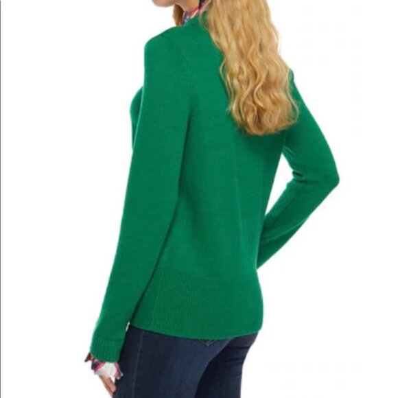 CROWN & IVY Green 2Fer Plaid Ruffle Trim Sweater PS Holiday Sweater - Picture 3 of 9